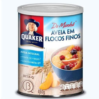 Aveia Quaker Flocos Finos Lata 450gr