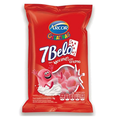 BALAS DE GELATI MORANGO/CREM 7 BELO 70G