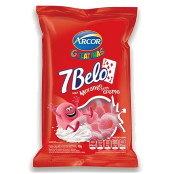 BALAS DE GELATI MORANGO/CREM 7 BELO 70G