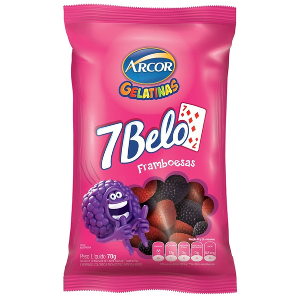 BALAS DE GELATINA FRAMBOESA 7 BELO 70G