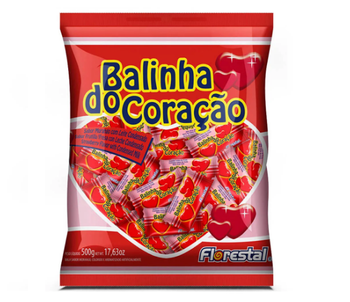 BALAS FLORESTAL CORACAO MORANGO 500G