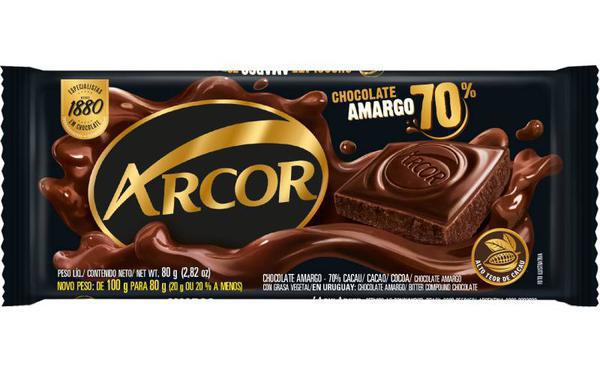 Barra Chocolate Amargo 70% Arcor 80gr