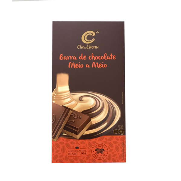 BARRA DE CHOC MEIO A MEIO CIA DO CACAU 100G