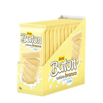 BATON GAROTO TABLETE CHOCOLATE BRANCO 76G