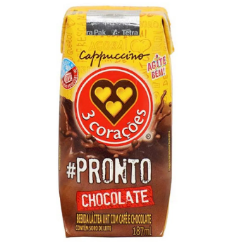Cappuccino Pronto 3 Corações Chocolate 190ml