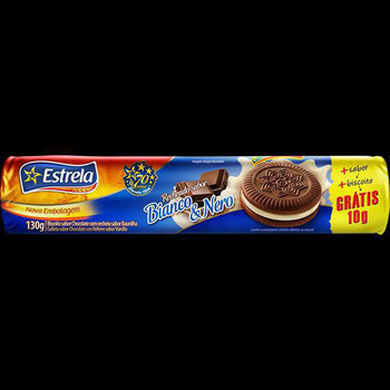 BISC ESTRELA RECHEADO BIANCO/NERO 130G