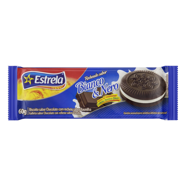 BISC ESTRELA RECHEADO BIANCO/NERO 60G