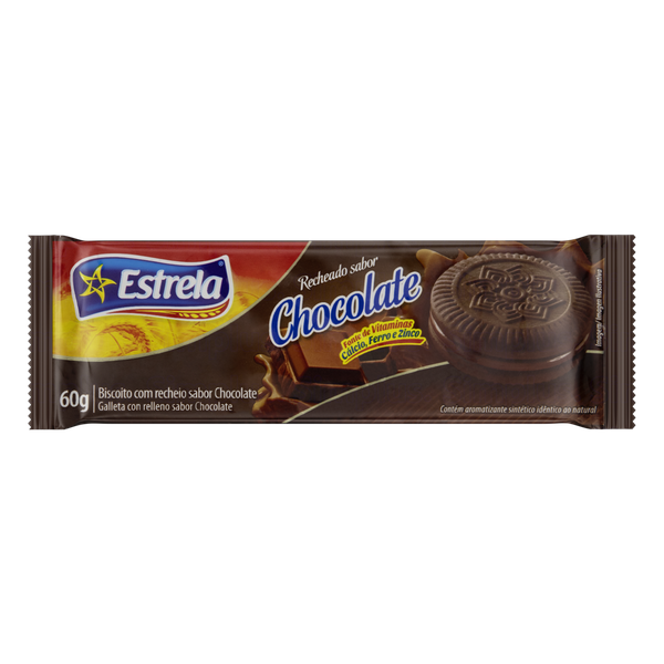 BISC ESTRELA RECHEADO CHOCOLATE 60G