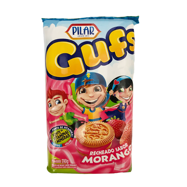 BISC PILAR GUFS RECHEADO MORANGO 390G