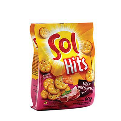 Biscoito Salgado Sol Hits Presunto Pacote 80g