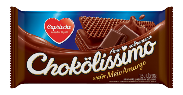 BISC WAFER CAPRICCHE CHOKOLISSIMO MEIO AMARGO 90G