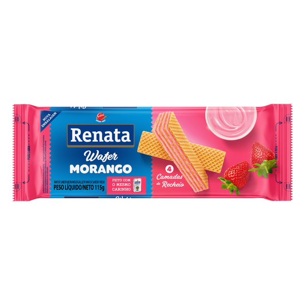 BISCOITO RENATA WAFER SABOR MORANGO 115G