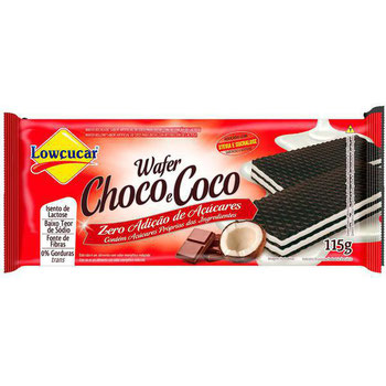 BISCOITO WAFER CHOCO/COCO LOWCUCAR 115G