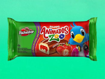 BOLINHO RICHESTER ANIMADOS ZOO BAUNILHA/MOR 40G