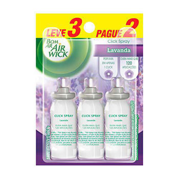 Bom Ar Air Wick Aromatizador Click Spray 3 Refis Campos De Lavanda De 12ml