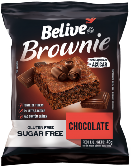 BROWNIE BELIVE CHOCOLATE S/ ACUCAR 40G