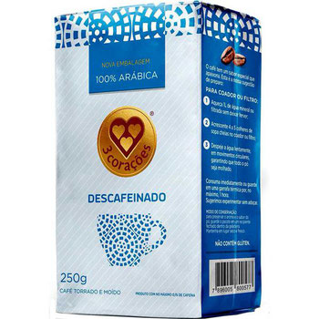 CAFE 3 CORACOES 250G VACUO DESCAFEINADO