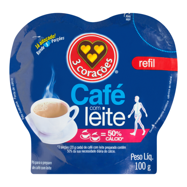 CAFE 3 CORACOES  C/LEITE REFIL 100G