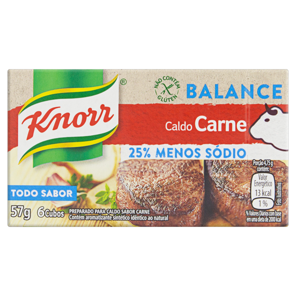 CALDO KNORR CARNE MENOS SODIO 6 CUBOS 57G