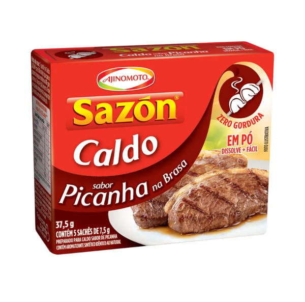 Caldo Em Pó Picanha Na Brasa Sazón Caixa 37,5g 5 Unidades