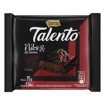 CHOC GAROTO TALENTO NIBS CACAU 90G