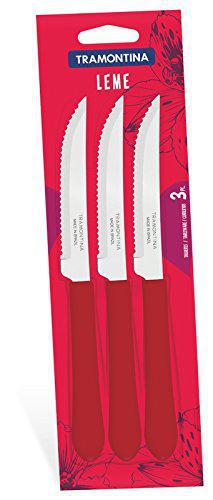 CJ FACAS INOX 3PC TRAMONTINA CABO VERM