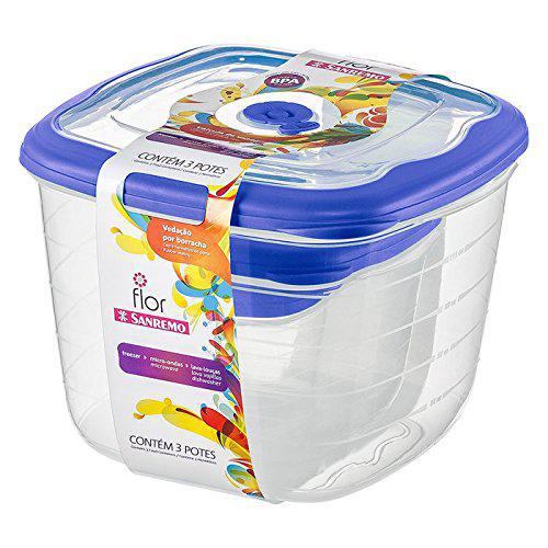 CONJUN 3 POTES QUADRAD PLASTIC