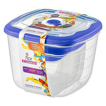 CONJUN 3 POTES QUADRAD PLASTIC