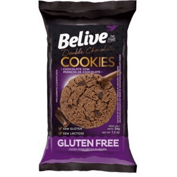 COOKIES BELIVE GLUTEN FREE DOUBLE CHOC 34G