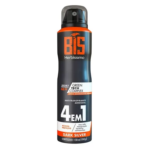 DESODORANTE AEROSSOL HERBISSIMO DARK SILVER 150ML 90G