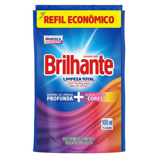 DETERGENTE LIQUIDO BRILHANTE LIMPEZA TOTAL 900ML
