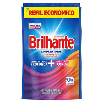DETERGENTE LIQUIDO BRILHANTE LIMPEZA TOTAL 900ML