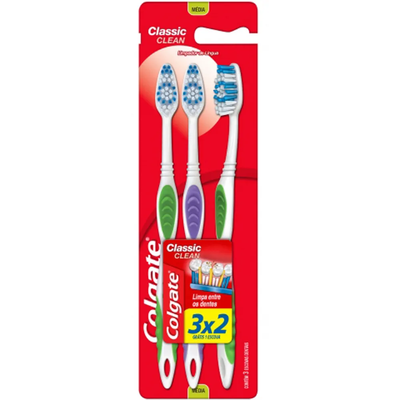 Escova Dental Colgate Classic Clean 3 Unidades Promo Leve 3 Pague 2 Unidades