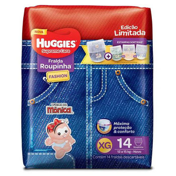 FRALDAS DESC HUGGIES SUPREME CARE XG 14UND