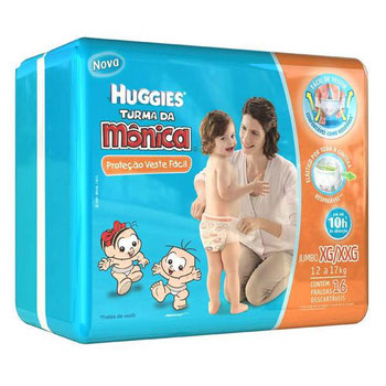 FRALDAS DESC HUGGIES TURMA MONICA VESTE FACIL XG C/16UND