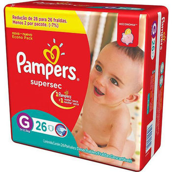 FRALDAS DESC PAMPERS SUPER SEC G C/26UND