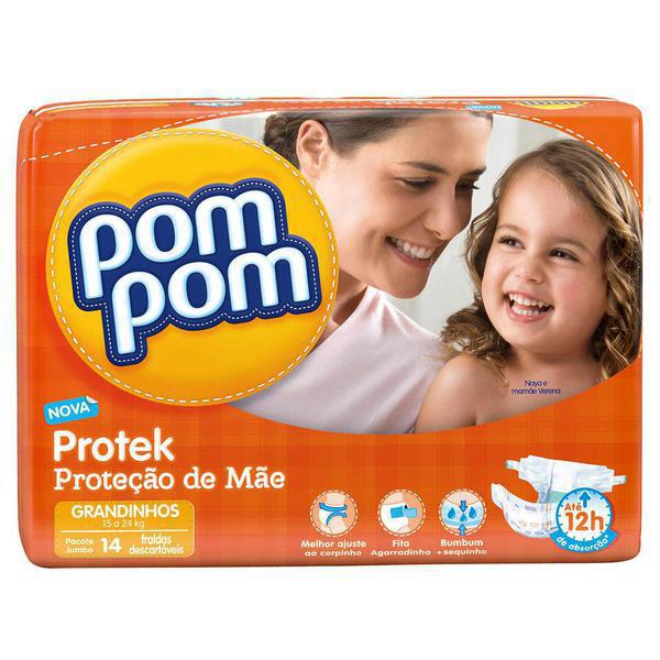 FRALDAS DESC POMPOM PROTEK JUMBO C/14UND