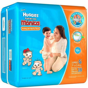 FRALDAS DESC TURMA MONICA HUGGIES VESTE FACIL G C/18UND