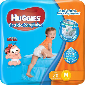 FRALDAS DESC TURMA MONICA HUGGIES VESTE FACIL M C/20UND