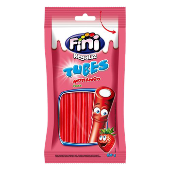 Bala De Gelatina Fini Tubinho Doce Morango Pacote 80gr