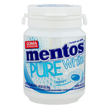 GOMA MASCAR MENTOS PURE WHITE S/ACUCAR 56G