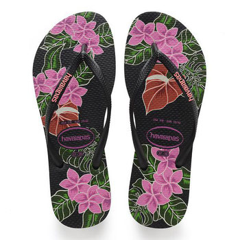 HAVAIANAS SLIM FLORAL PRETO 37/38