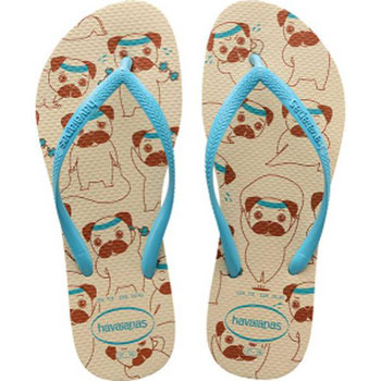 HAVAIANAS SLIM PETS BEGE PALHA/AZUL 35/6