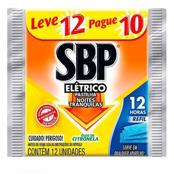 Inseticida SBP Elétrico Pastilha Citronela Refil