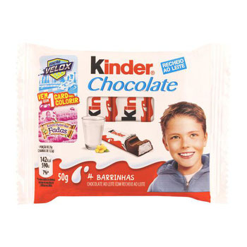 KINDER CHOCOLATE C/4 BARRINHAS 50G