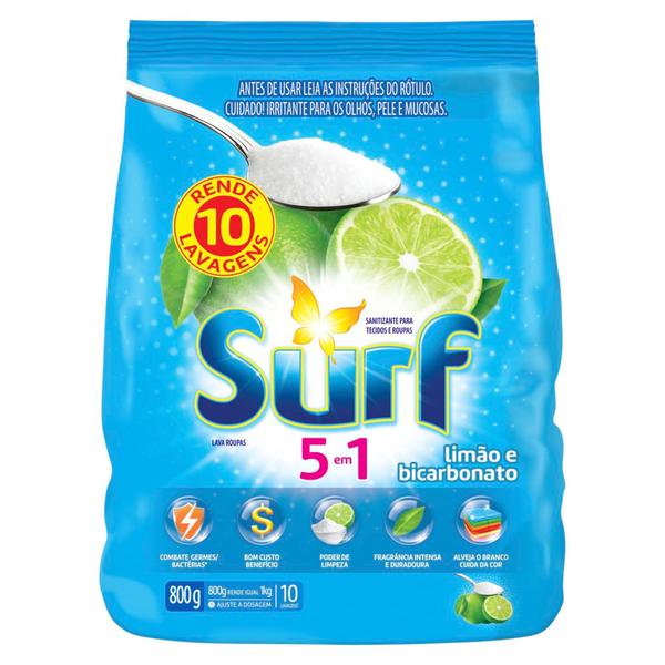 LAVA ROUPAS SURF LIMAO E BICARBONATO 800G
