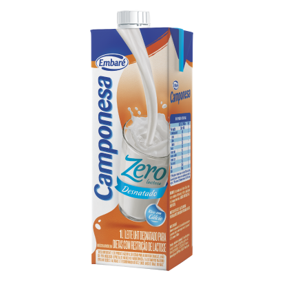 LEITE UHT CAMPONESA ZERO  LACTOSE DESNATADO  1L