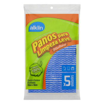 PANOS P/LIMPEZA LEVE MULT ALKLIN AZUL C/5