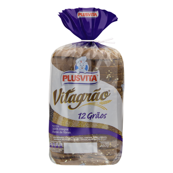 Pão 100 Integral 12 Grãos Plusvita 450gr