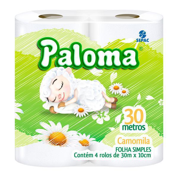 PAPEL HIGIÊNICO PALOMA CAMOMIL FOLHA SIMPLES 4X30M